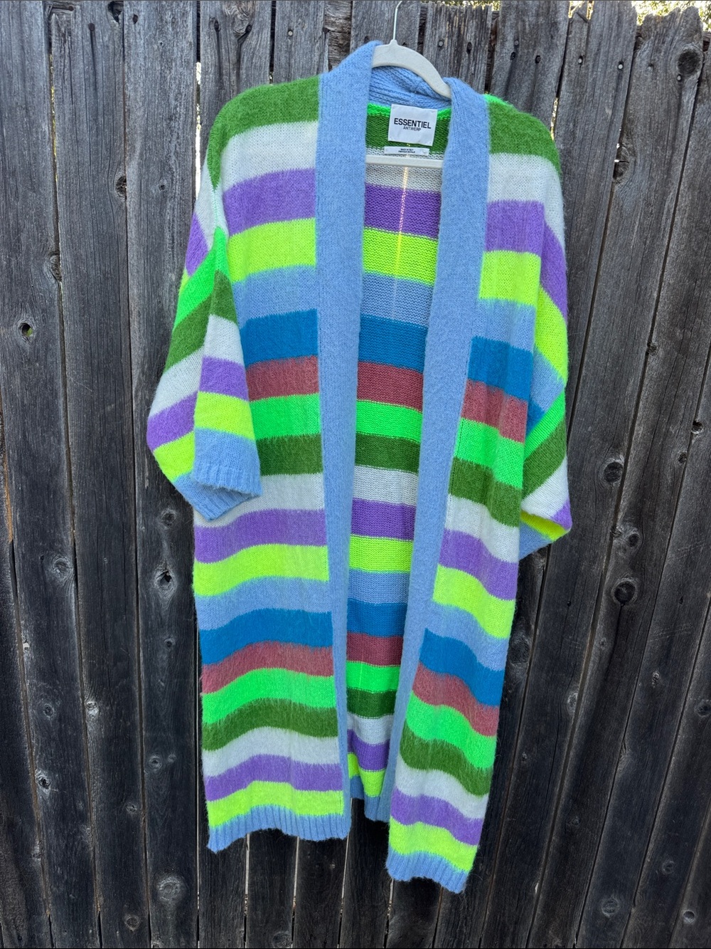Essentiel Antwerp neon Multicolor Striped Mohair Blend Cardigan